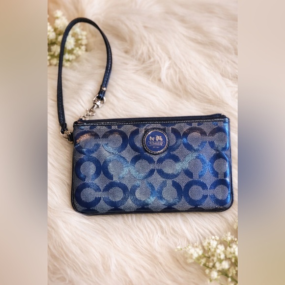 Coach Handbags - Coach Royal Blue Signature Wristlet –EUC